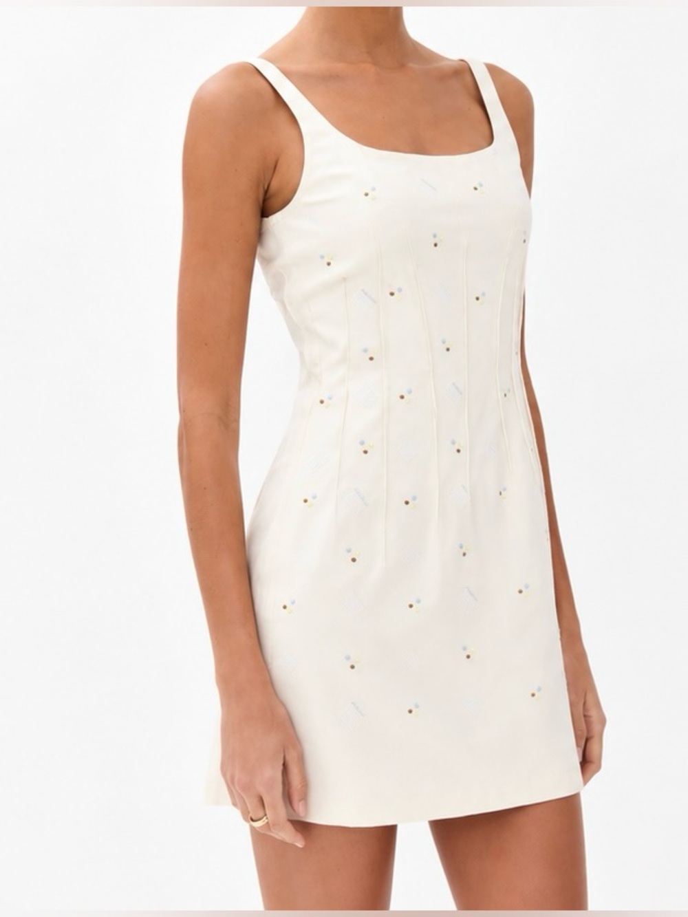 NWT - Marni Embroidered Denim Mini Dress Bone White IT 42 US 6